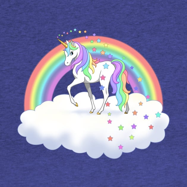 Pretty Rainbow Unicorn and Stars by csforest